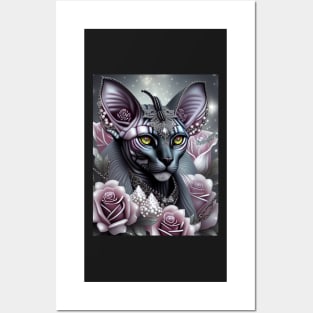 Fantasy Sphynx Cat Dazzles in Pearls Posters and Art